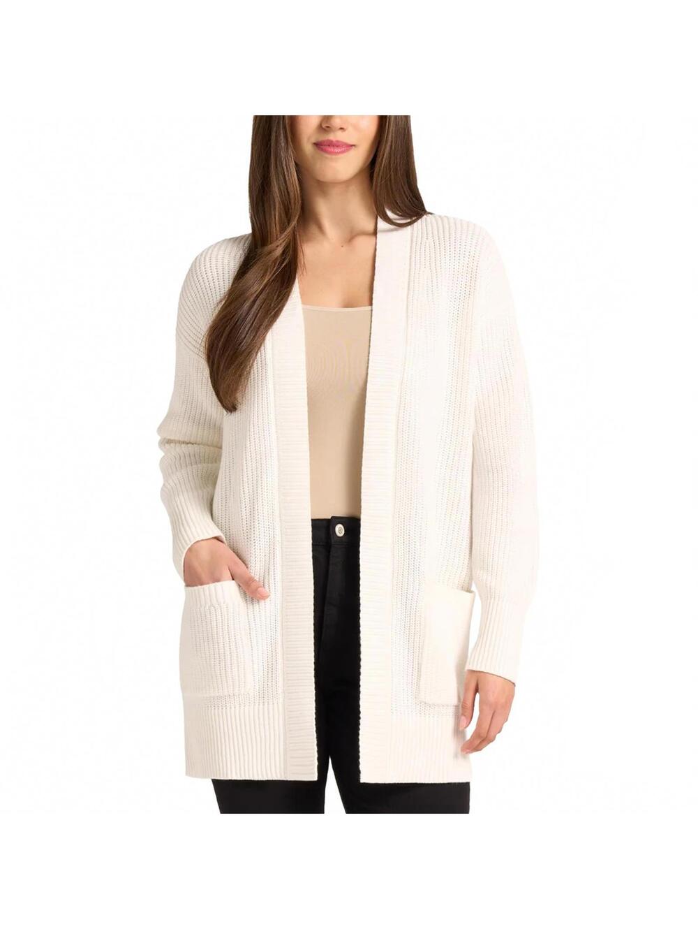 Max & Mia 100% Cotton Cardigan Open Front Sweater Ivory NWT Medium